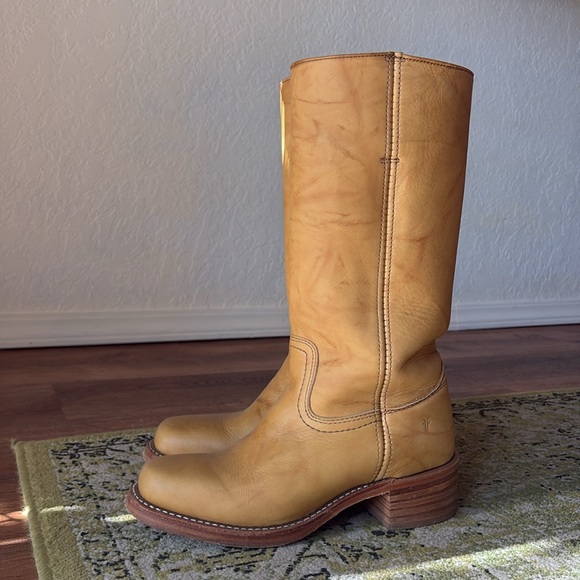 Frye Women's Tan Leather Heeled Boots - Picture 4 of 8